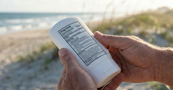 Mineral sunscreen label with ingredients list and SPF information